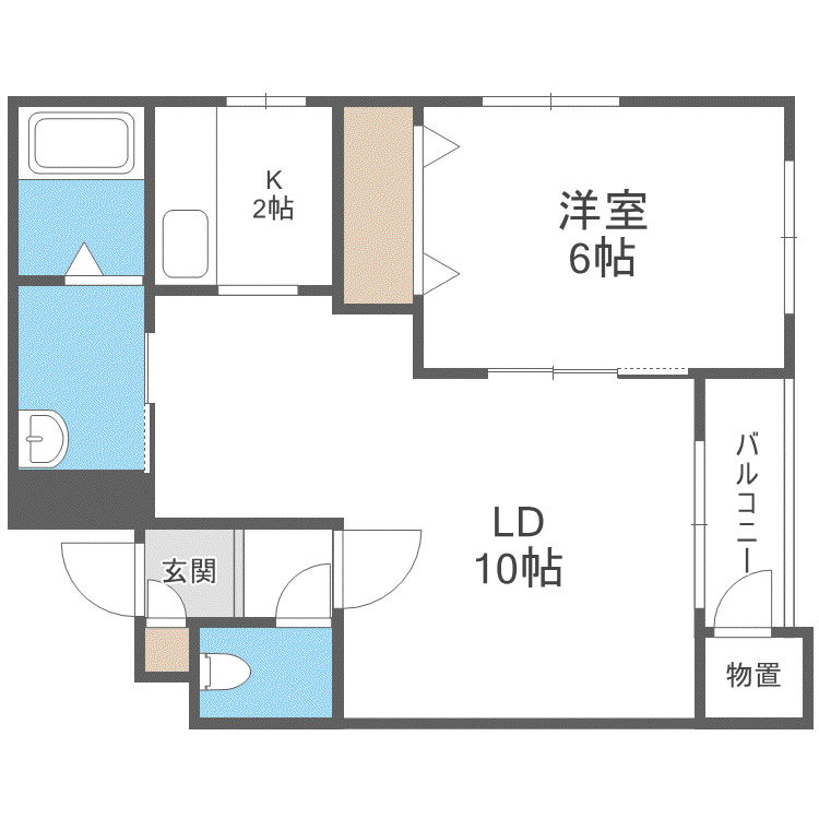 シャルム豊平(1LDK/2階)の間取り写真