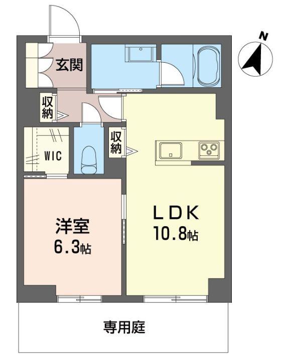ラ・ポーズ(1LDK/1階)の間取り写真