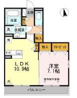 レイクヒルズM(1LDK/2階)の間取り写真
