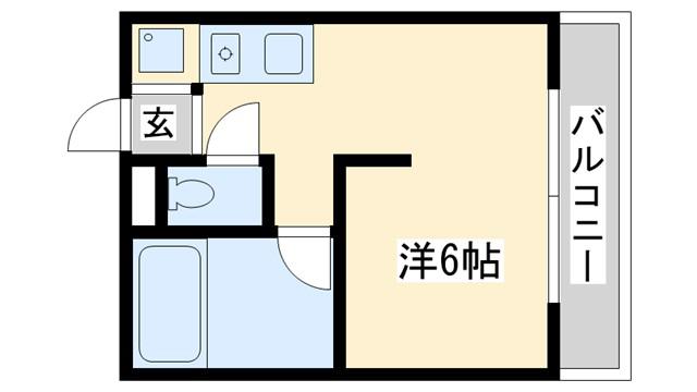 チャイナベル(1K/2階)の間取り写真