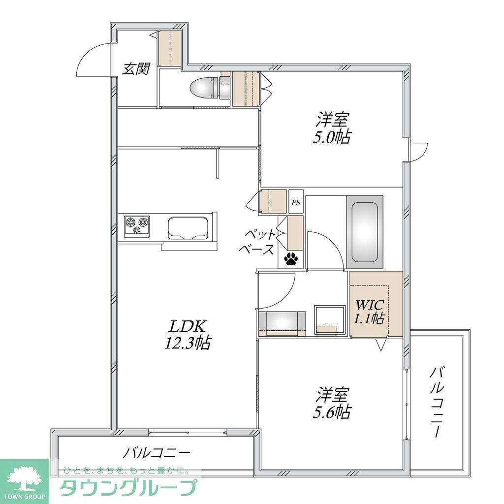 上今泉2丁目メゾン(2LDK/2階)の間取り写真