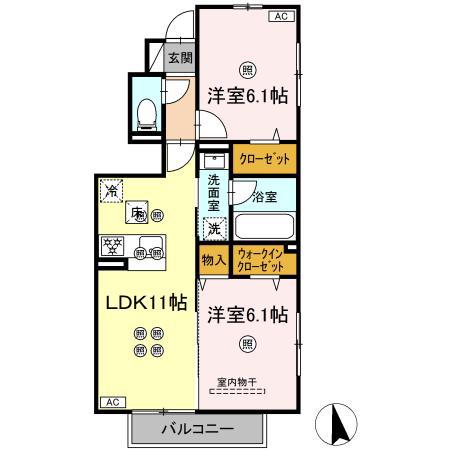 エクセルII(2LDK/1階)の間取り写真