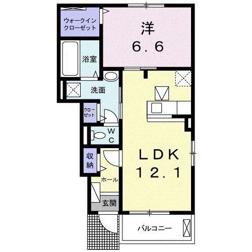 エレガンス ケリー I(1LDK/1階)の間取り写真