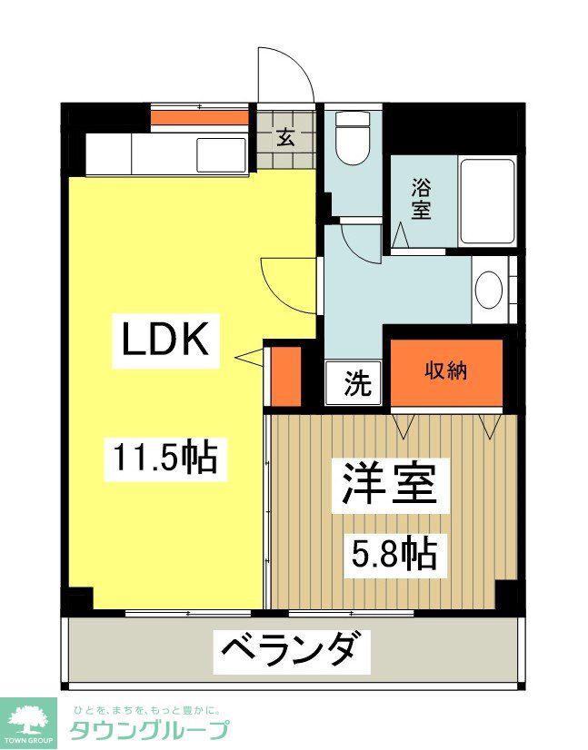 小川橋マンション(1LDK/2階)の間取り写真
