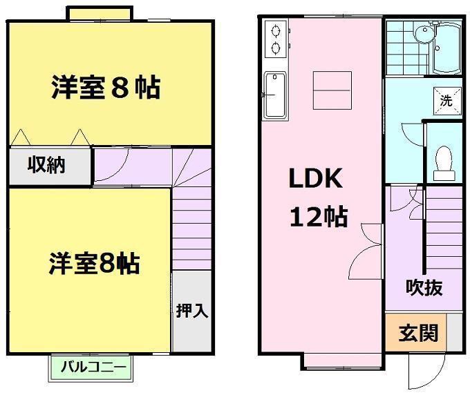 カーサLUNA(2LDK/1階)の間取り写真