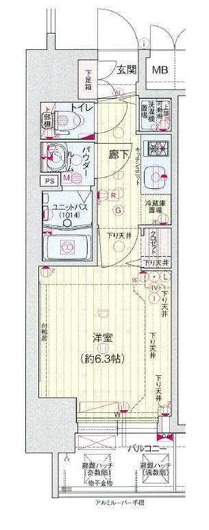 プレサンスOSAKA DOMECITYワンダー(1K/8階)の間取り写真
