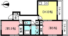 CASA DI K(2DK/2階)の間取り写真