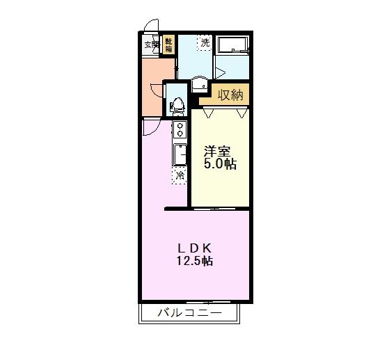 エミ・アミティエ立川羽衣(1LDK/1階)の間取り写真
