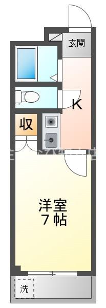 ドミネンス曲尺手(1K/2階)の間取り写真