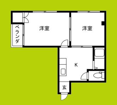 ロイヤル西加賀屋(2K/4階)の間取り写真