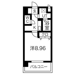 パークアベニューティリェツ(1K/1階)の間取り写真