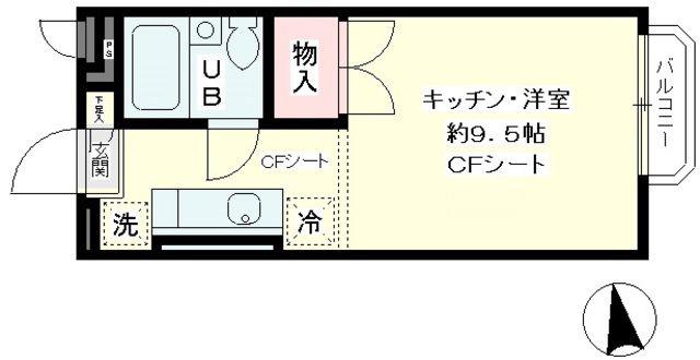 サンデミナ(1K/2階)の間取り写真