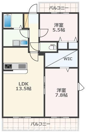 KURENAI(2LDK/3階)の間取り写真