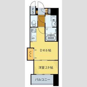 シェルグランデ原町本通(1DK/9階)の間取り写真