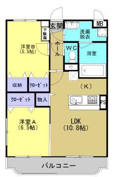プルメリア(2LDK/2階)の間取り写真