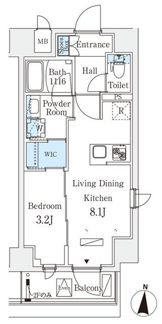 リテラス住吉(1LDK/8階)の間取り写真