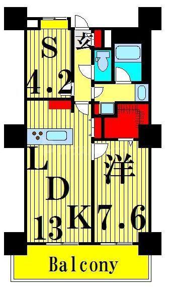 ロイヤルパークスタワー南千住(1SLDK/4階)の間取り写真
