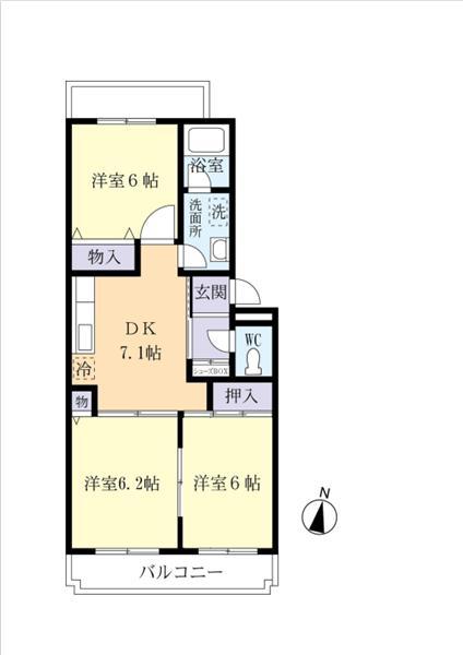 マノワール並木(3DK/1階)の間取り写真