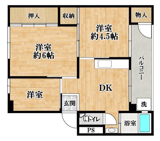 JP羽曳野レジデンス(3DK/4階)の間取り写真