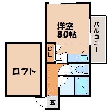 プロミネント西山(ワンルーム/1階)の間取り写真