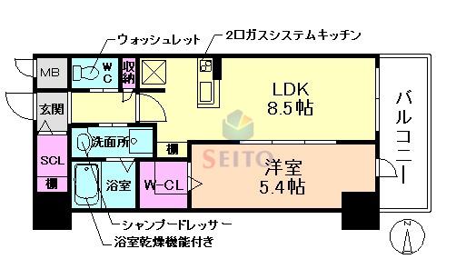 エールグラン豊中本町(1LDK/3階)の間取り写真