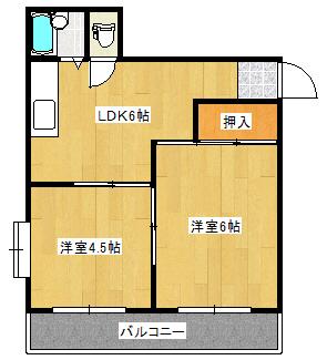 ハイツT5(2DK/1階)の間取り写真