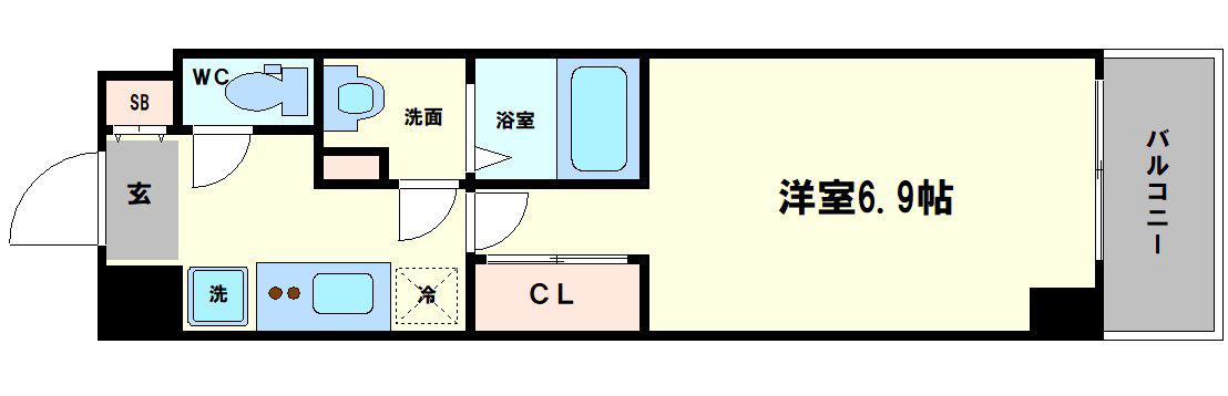 ヒルズパークサイド(1K/3階)の間取り写真