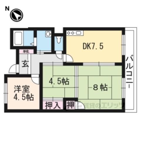 石山古都ハウス(3DK/3階)の間取り写真