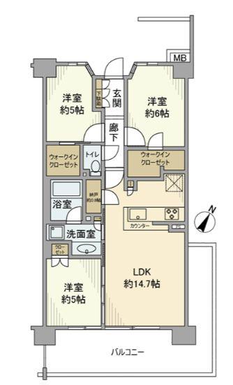 シティテラス横濱戸塚(3LDK/7階)の間取り写真