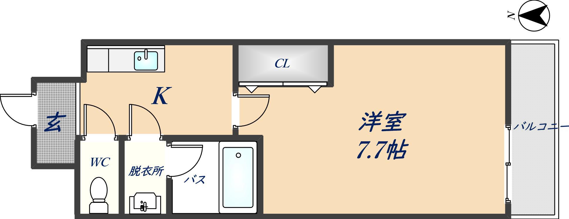 フジパレス光南町(1K/2階)の間取り写真