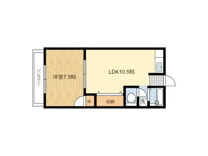 れいろうハイツII(1LDK/2階)の間取り写真