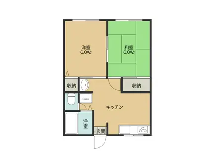 ルナパーク(2DK/2階)の間取り写真