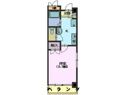 ヒルズ川名(1K/2階)の間取り写真