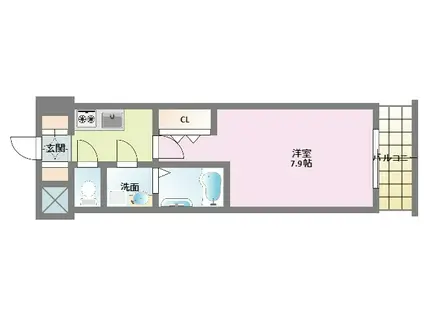 エスリード三宮旭通(1K/4階)の間取り写真