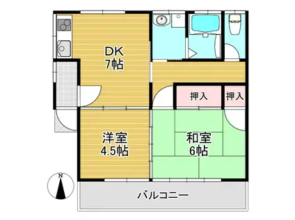 堤アパート(2DK/2階)の間取り写真
