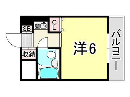 猪名寺パークマンションI(1K/6階)の間取り写真