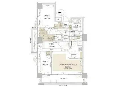 パークホームズ東中野(2LDK/2階)の間取り写真