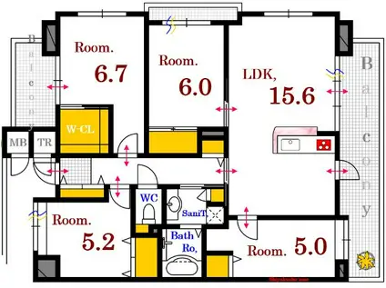 ガーデンスクエアパラッシオ萬象園(4LDK/11階)の間取り写真