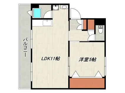 原良ビル(1LDK/2階)の間取り写真