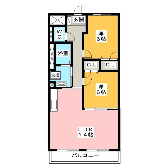ハイツ南(2LDK/7階)の間取り写真