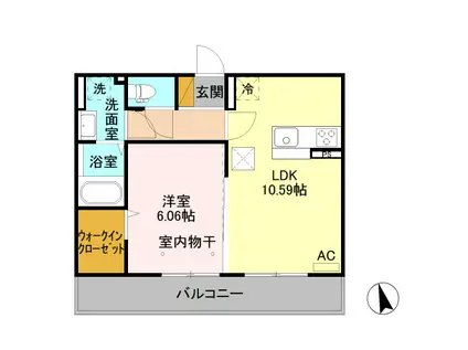 アルファベットI(1LDK/1階)の間取り写真