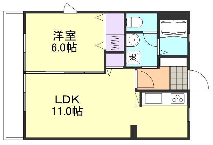 クイント(1LDK/1階)の間取り写真