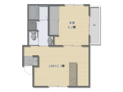 ヴィアベルデアネックス(1LDK/1階)の間取り写真