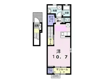 岳南電車 岳南原田駅 徒歩12分 2階建 築5年(ワンルーム/2階)の間取り写真