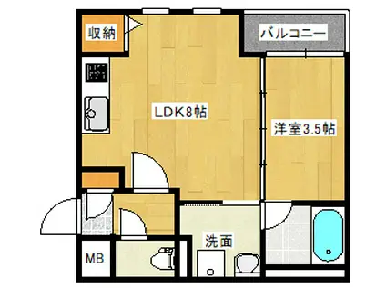 BRANCHE宇品(ワンルーム/2階)の間取り写真