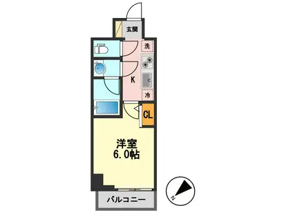 ルフレプレミアム新小岩(1K/2階)の間取り写真