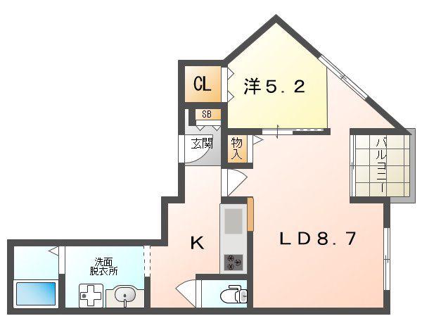 アーカンシェル東寝屋川(1LDK/5階)の間取り写真