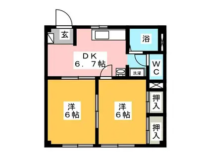 サンコーポ三園(2DK/1階)の間取り写真