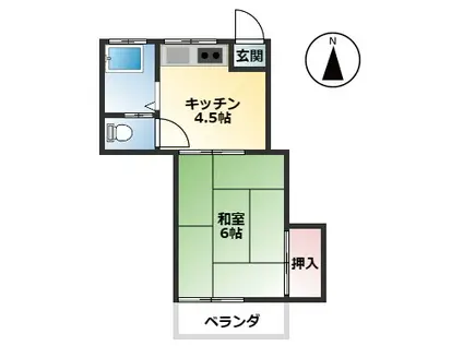 原田コーポ(1DK/2階)の間取り写真