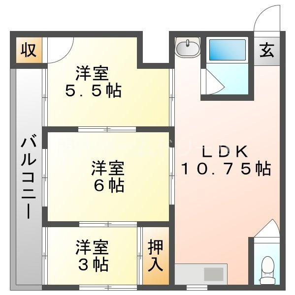 ピュアスモトD棟(3LDK/4階)の間取り写真
